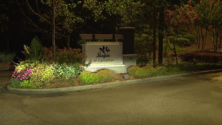 Police investigate the death of an infant at the Mayfair at Carrollton apartments located at 318 Columbia Drive in Carrollton on July 30, 2025.