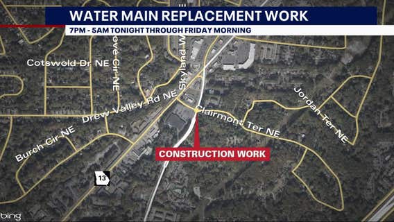 Water main replacement shutting down part of Clairmont Road
