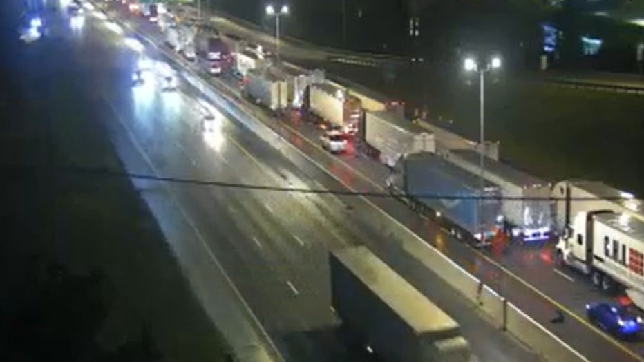 I-75 NB is at a standstill due to I-24 in Chattanooga, Tennessee being closed due to flash flooding on Aug. 12, 2025.