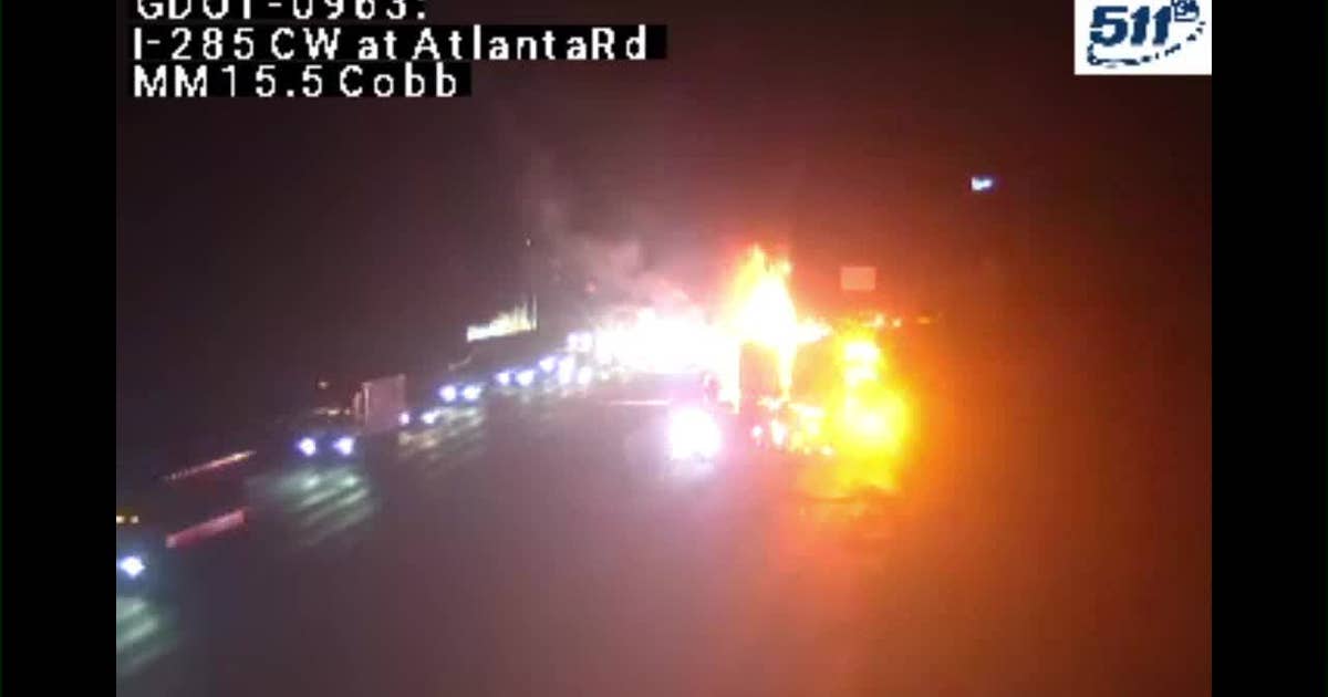Motorcyclist critically injured in fiery crash on I-285 in Cobb