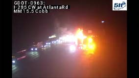 Motorcyclist critically injured in fiery crash on I-285 in Cobb County