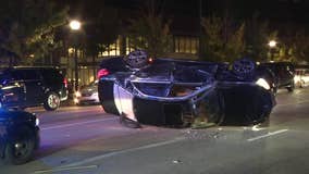 Multi-county high-speed chase ends with car flipping in Buckhead