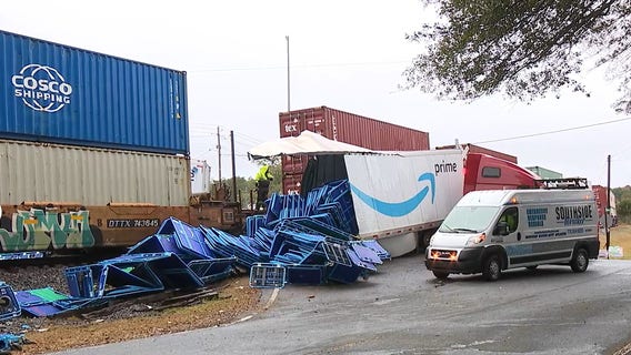 Train collides with Amazon truck in Union City