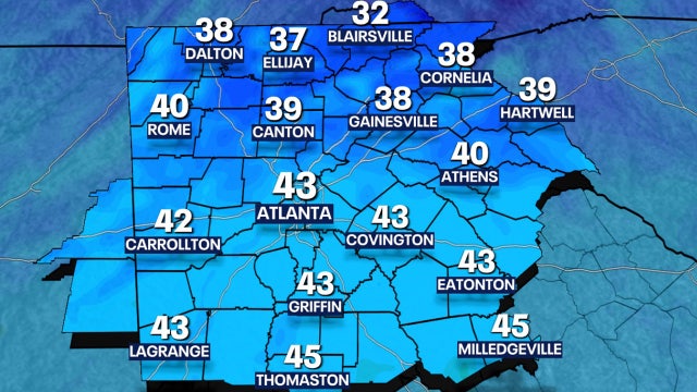 Cold temperatures expected after rain leaves metro Atlanta
