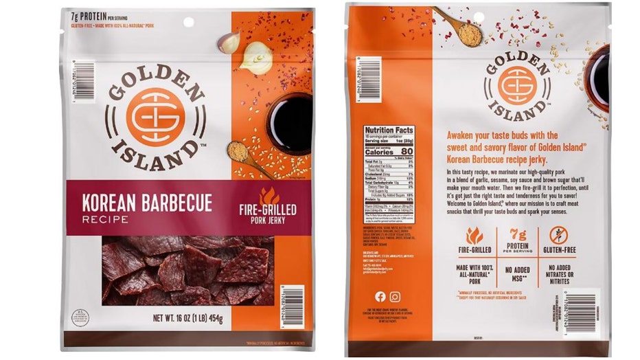 This photo shows the recalled Golden Island Korean barbecue pork jerky, pulled from Costco and Sam’s Club shelves nationwide after federal officials warned the ready-to-eat product may contain pieces of wiry metal.