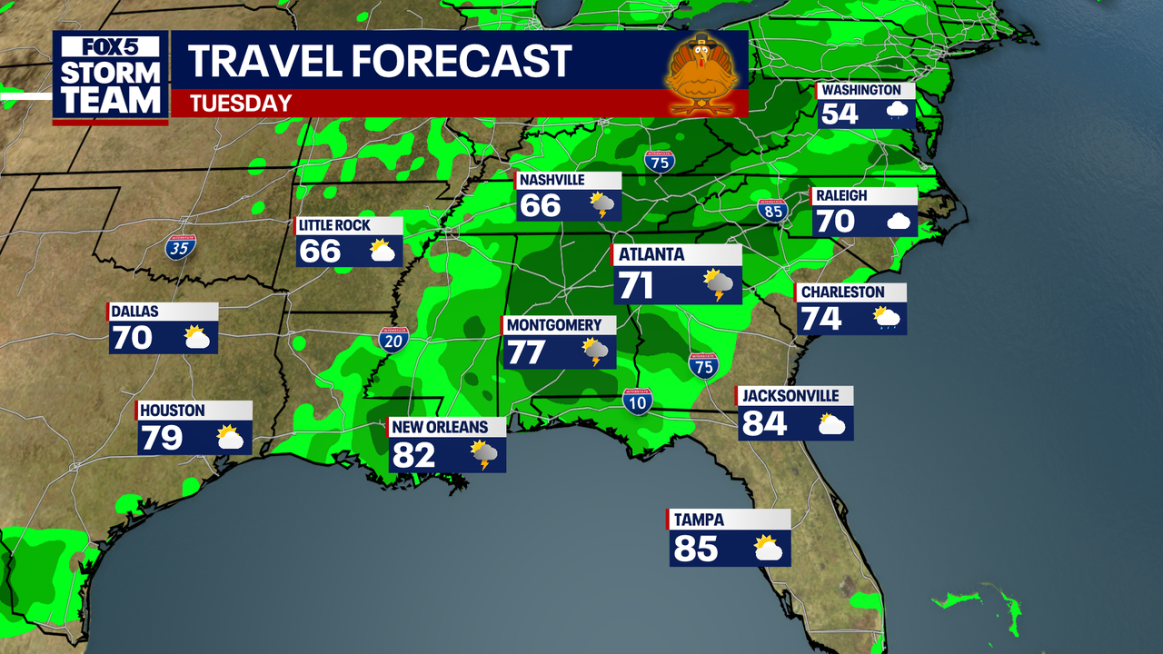 Storms Tuesday could cause delays at Atlanta airport ahead of Thanksgiving