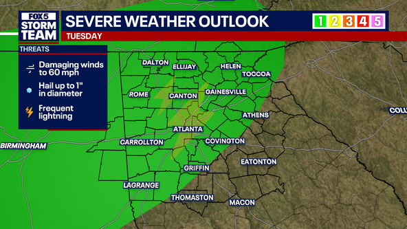 Storms could cause major travel delays across Georgia on Tuesday