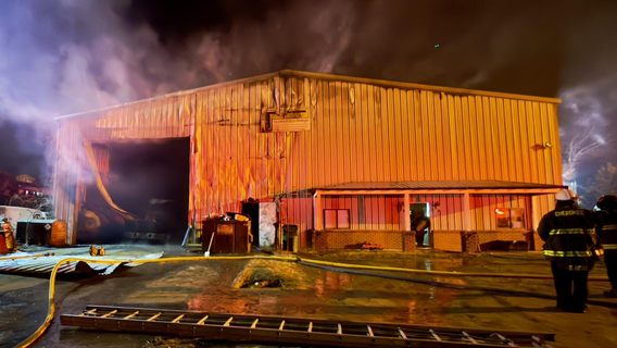 Three-alarm warehouse fire erupts at Ball Ground warehouse