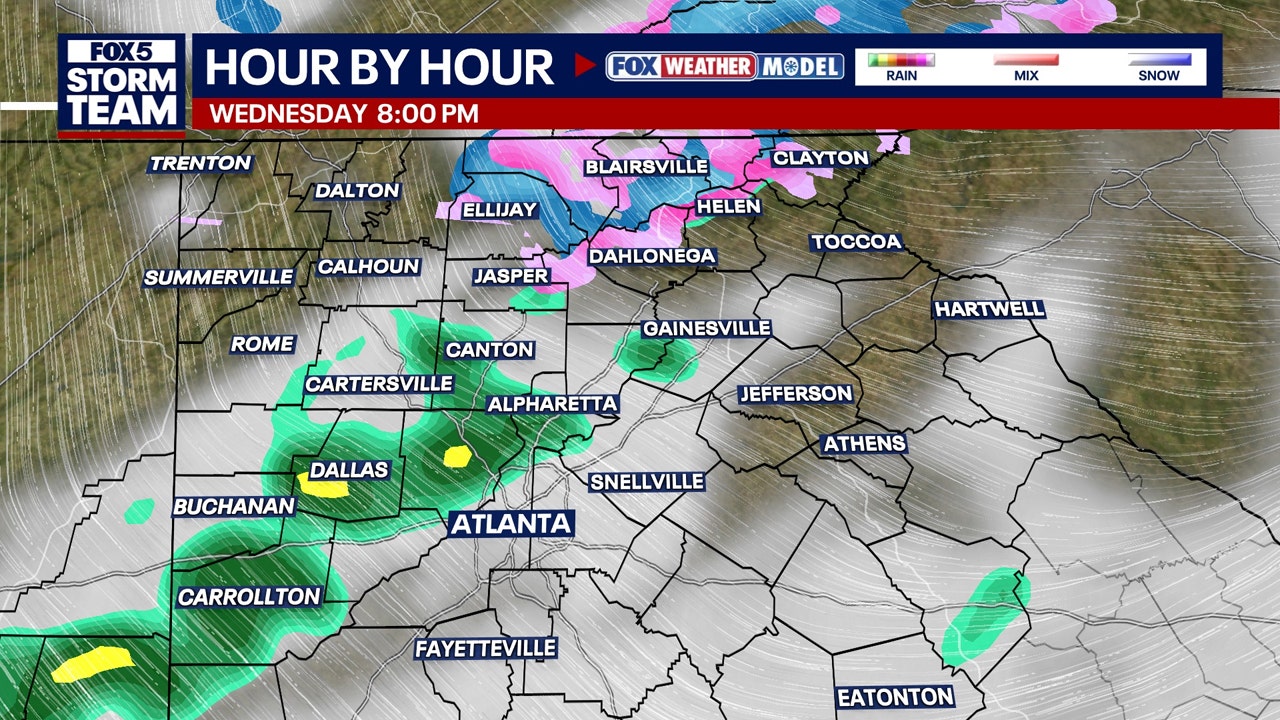 Snow in North Georgia: Arrival timing, accumulation, and sub-zero wind chills