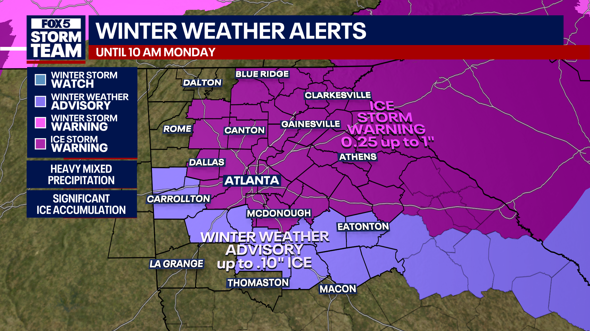 LIVE UPDATES: Winter weather alerts, warnings updated for North Georgia