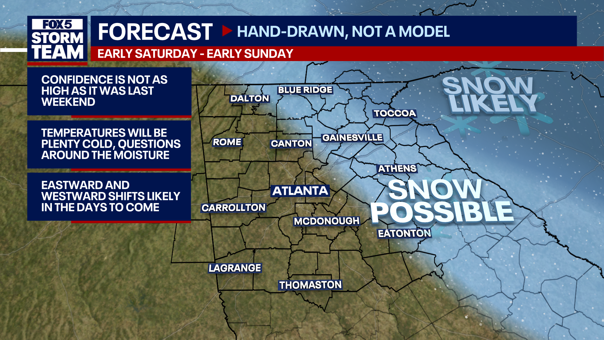 Weekend snow possible in parts of North Georgia