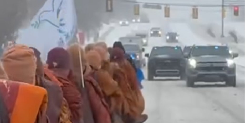 Buddhist monks braving arctic conditions near end of 2,300-mile ‘Walk for Peace’