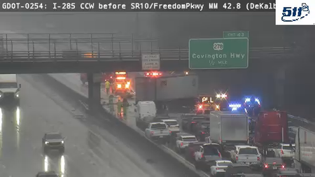 Lanes blocked on I-285 by Covington Highway