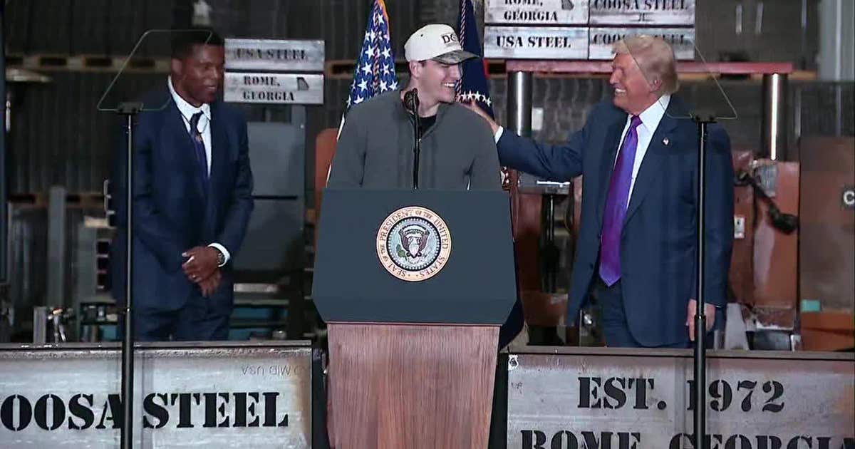 Georgia QB Gunner Stockton joins President Trump, Herschel Walker at Georgia rally
