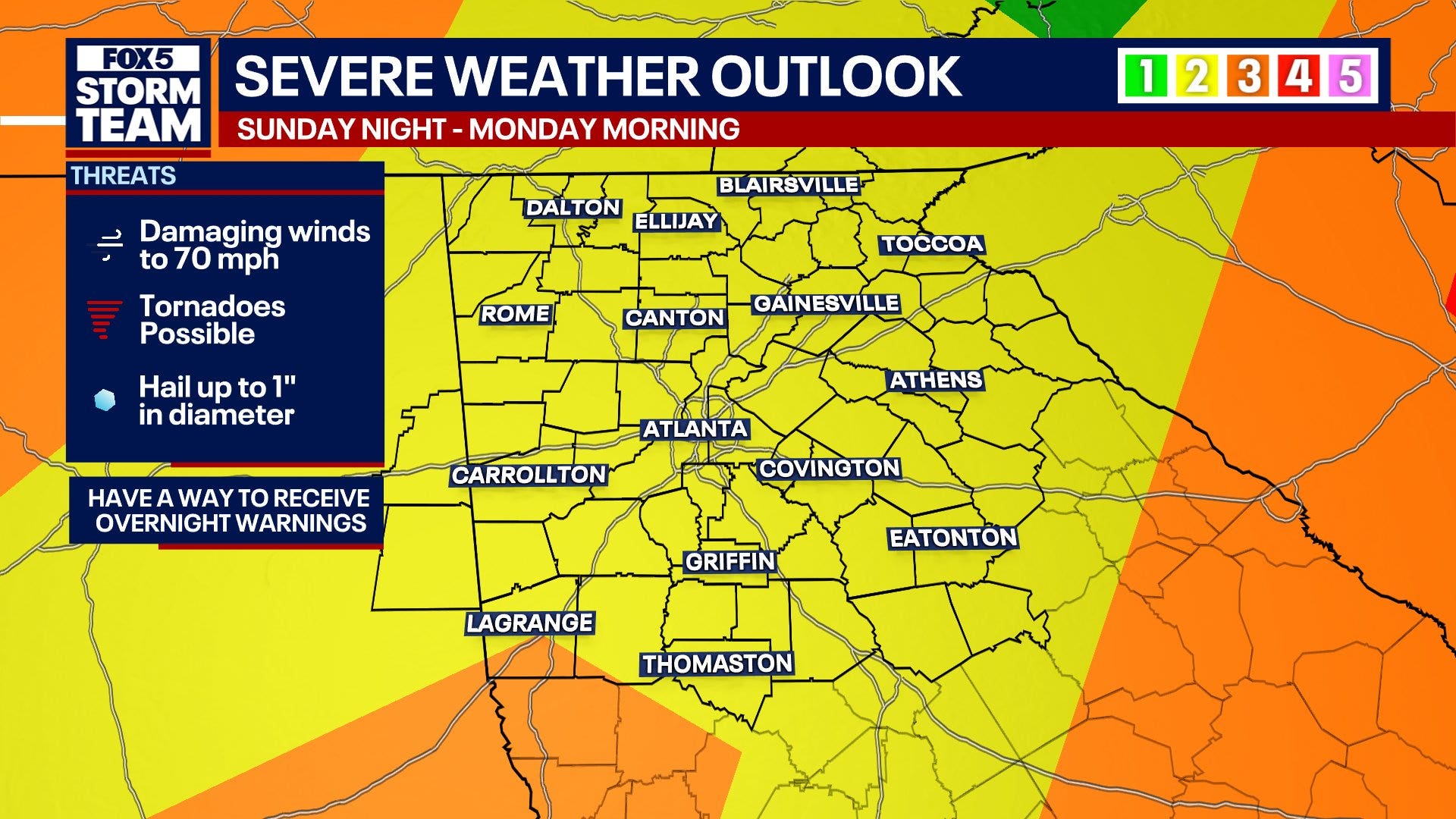 Storms bring severe weather to North Georgia Sunday night into Monday