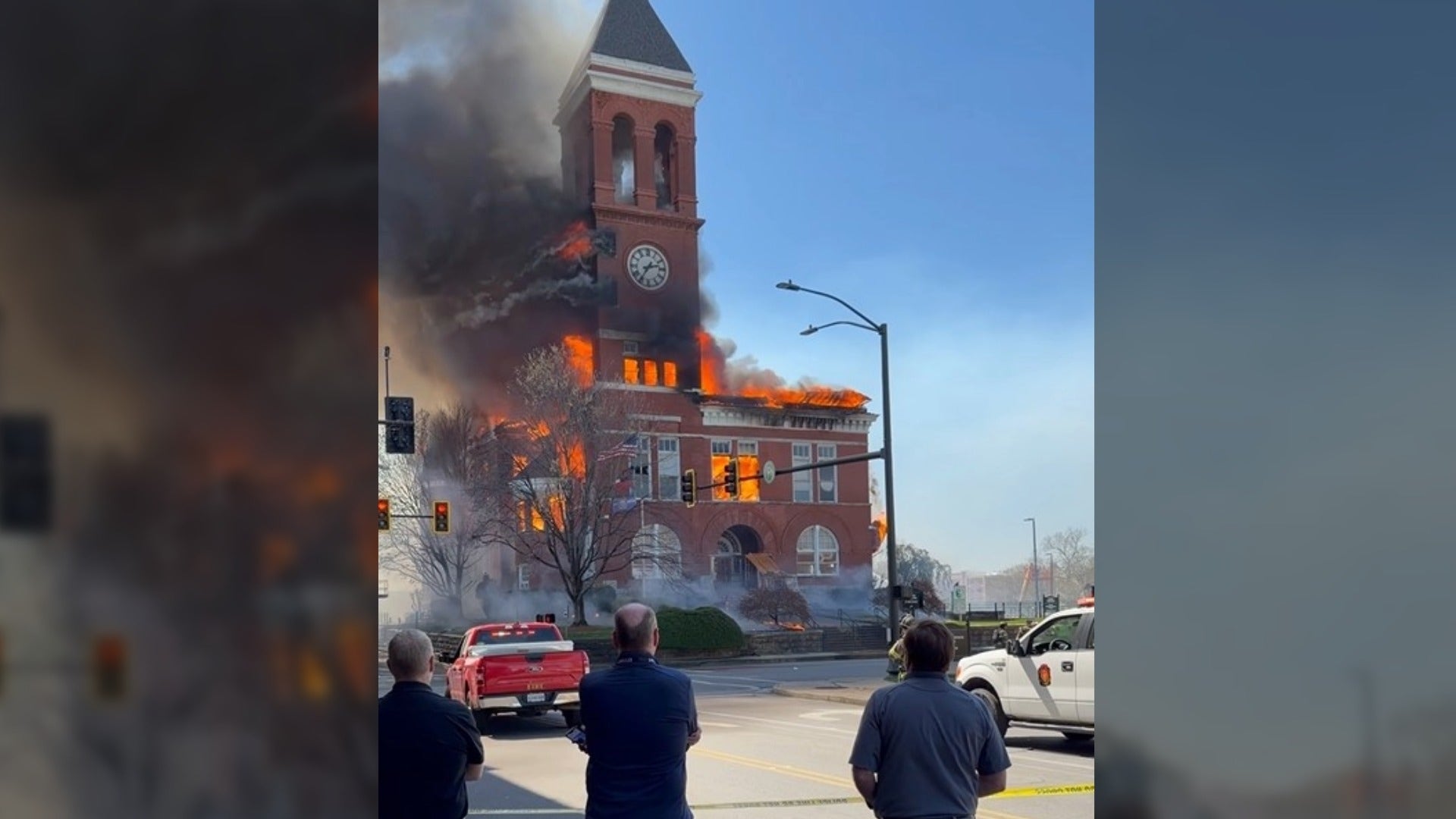 Evacuations underway as historic Floyd County Courthouse burns