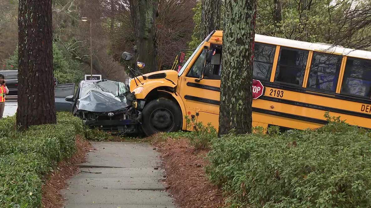 Car hits DeKalb school bus causing it to hit another car, police say