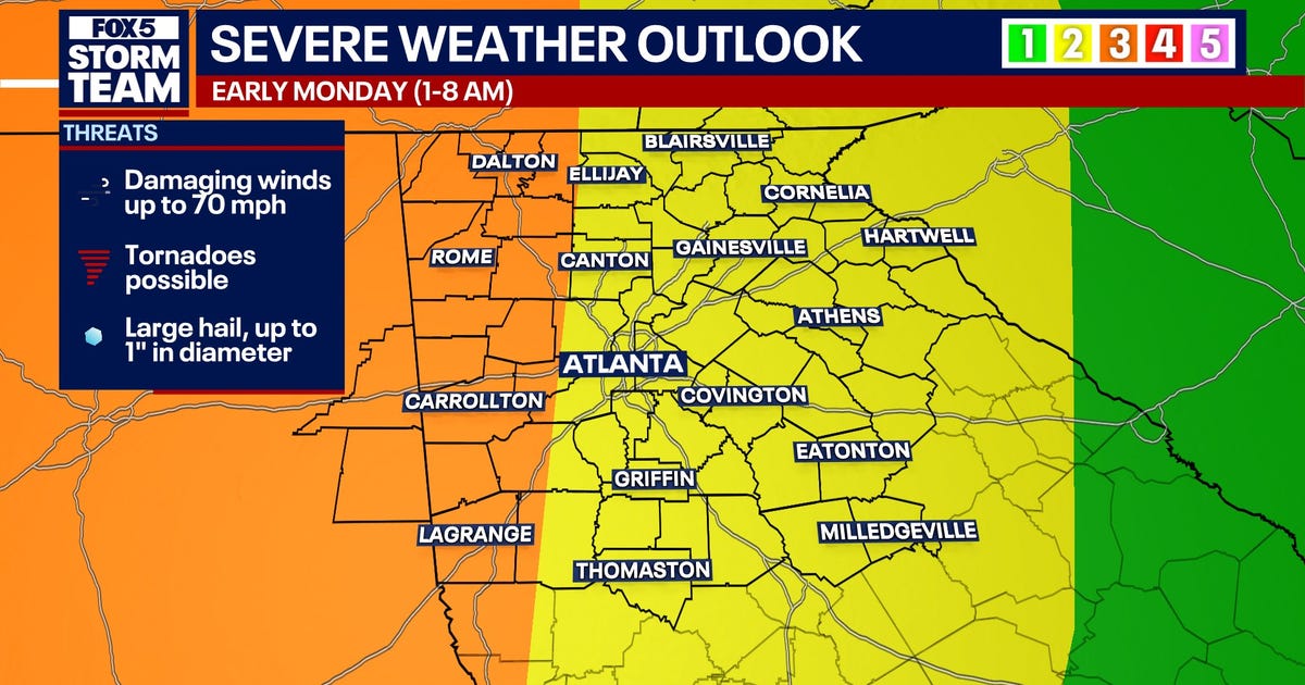 Risk upgraded as storms bring severe weather to North Georgia Monday