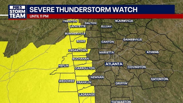 Severe Thunderstorm Watch issued for North Georgia: Damaging winds, tornado risk tonight