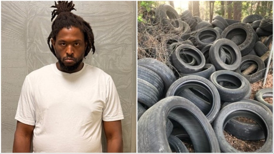 Illegally dumped tires at a DeKalb County church