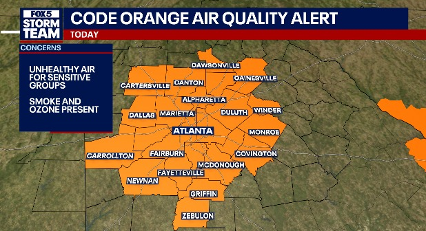 Code Orange Air Quality Alert in place for metro Atlanta due to smoke