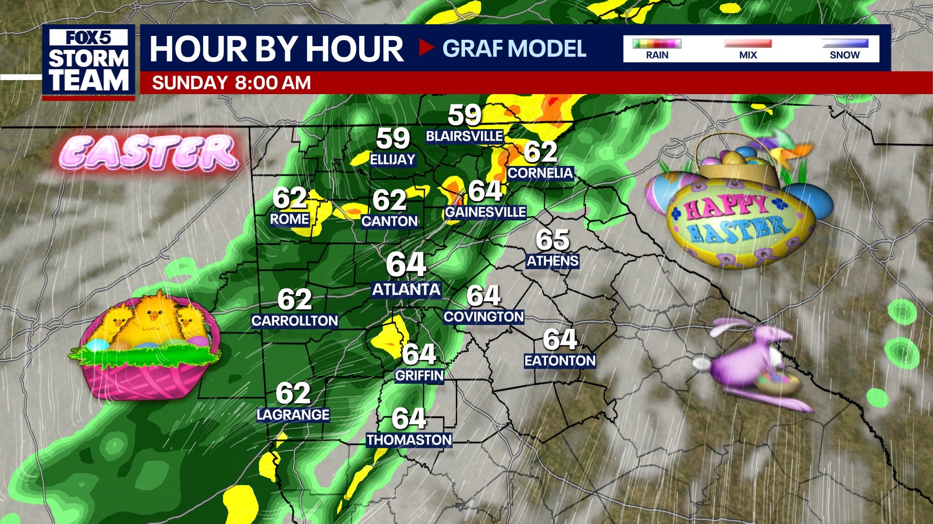 Atlanta weather: Easter Sunday rain forecast for North Georgia