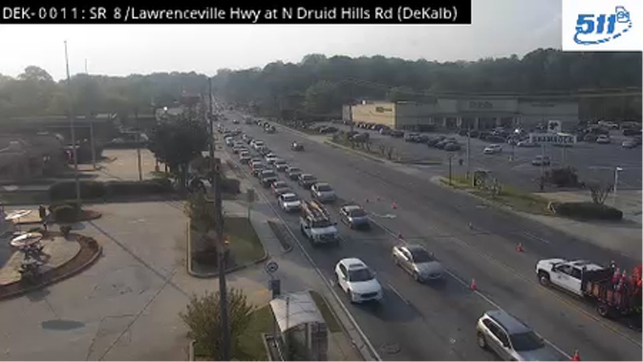 Traffic delays at North Druid Hills, Lawrenceville Highway