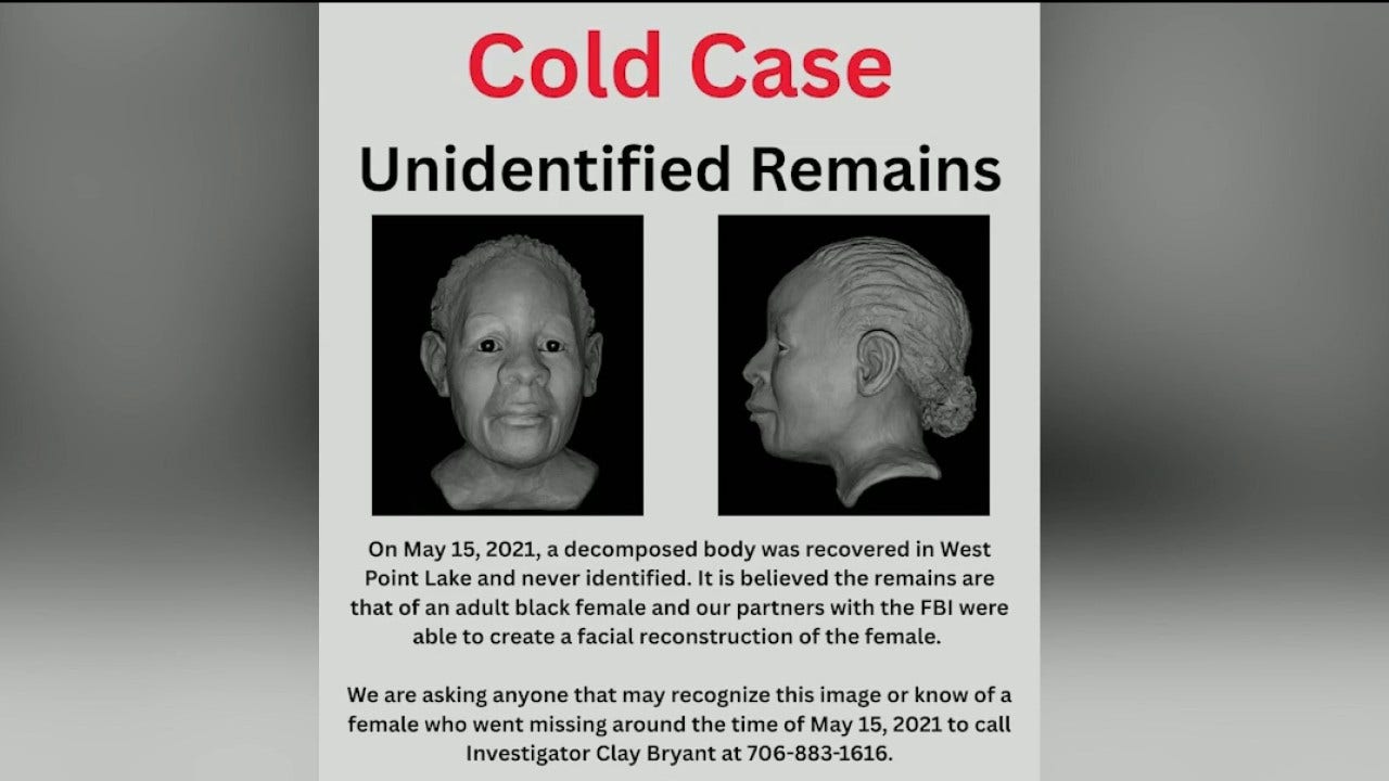 Cold case update: facial sketch released in Troup Co. lake death