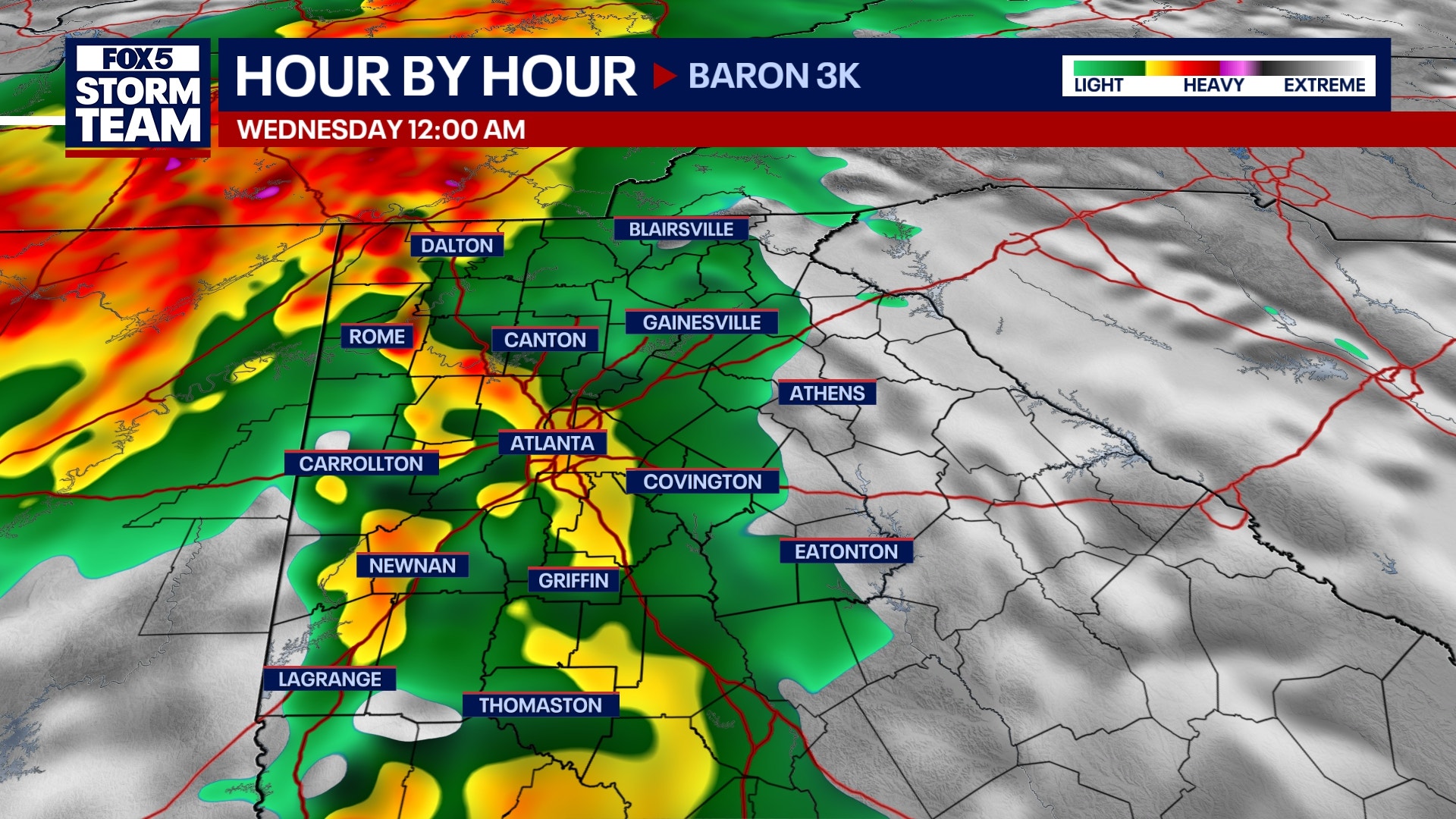 Strong storms expected to move into North Georgia Tuesday night