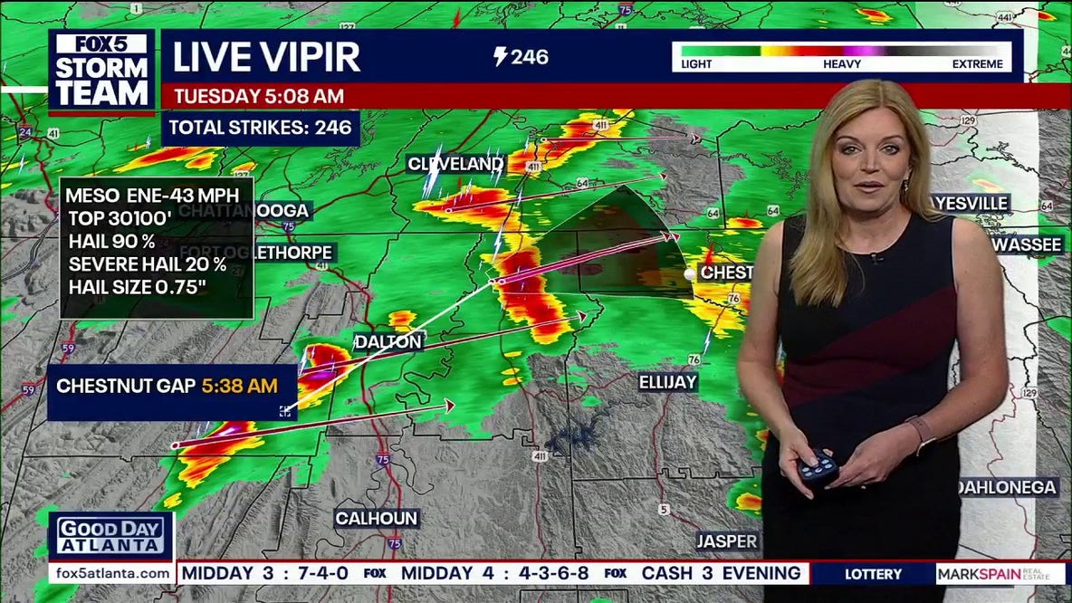 Storms move into North Georgia; stronger round tonight