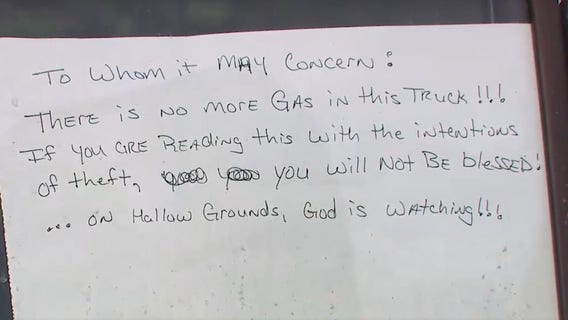 Metro Atlanta woman says thieves stole gas from truck at church
