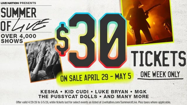 $30 concert tickets offered soon for thousands of shows this summer