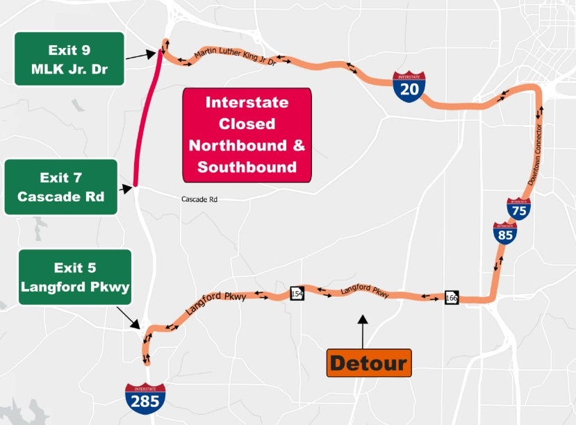 Full I-285 closure rescheduled for this weekend, GDOT announces