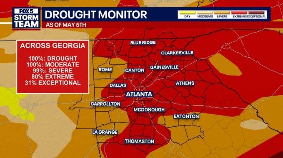 Drought intensifies in Georgia ahead of 90-degree weekend