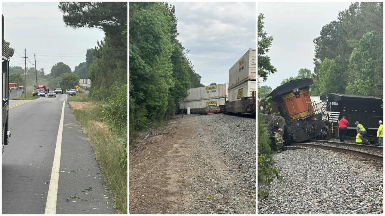 Train derails after crash with tractor-trailer in Hall, crossings closed