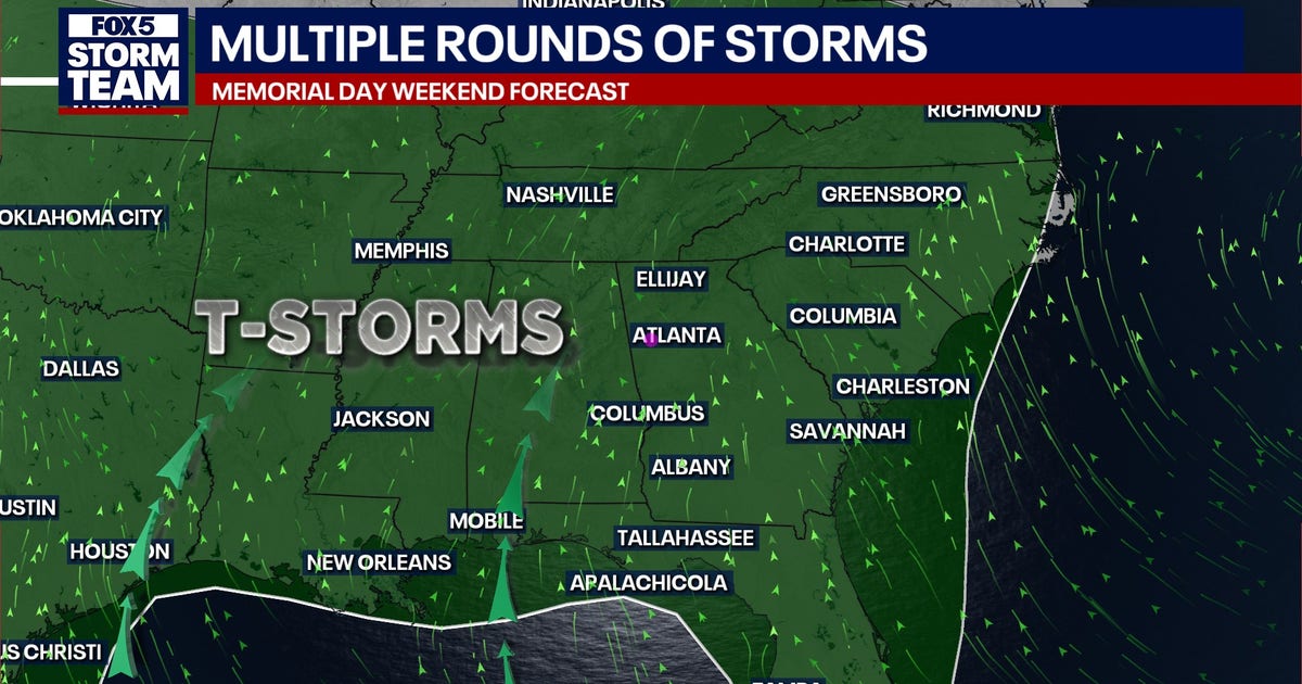 Atlanta Memorial Day weekend forecast: Widespread North Georgia rain