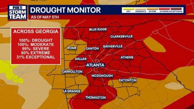 Drought intensifies in Georgia ahead of 90-degree weekend