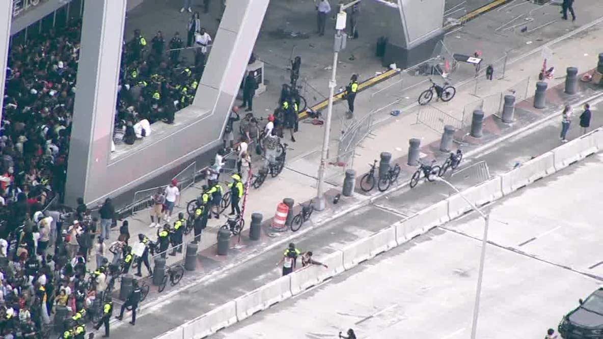 Hundreds gather for Kai Cenat's Streamer University outside State Farm Arena