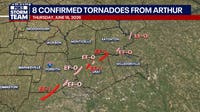 Remnants of Tropical Storm Arthur trigger 10 Georgia tornadoes