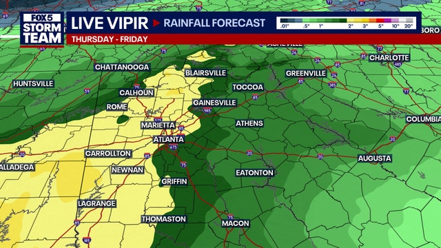 Metro Atlanta weather: Tropical rain moves into Georgia bringing flash flood risks