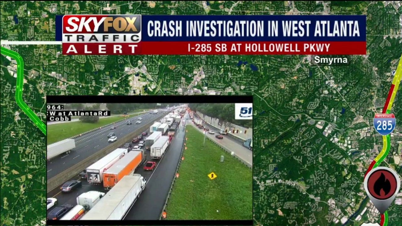 Fiery crash shuts down I-285 south at Hollowell Parkway | FOX 5