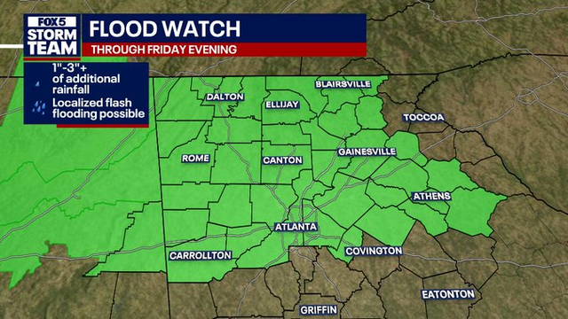 Flash flood warnings issued across metro Atlanta and North Georgia