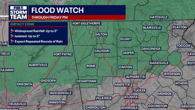 Tropical air brings Friday downpours to metro Atlanta; warmer, drier weekend ahead