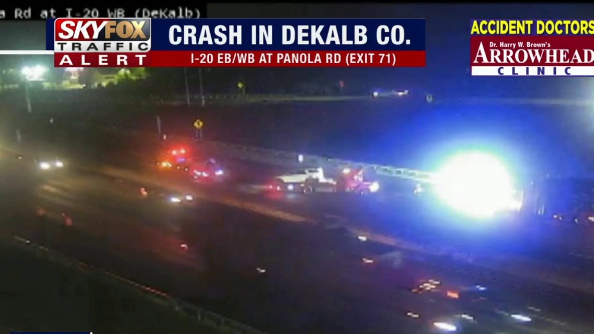 I-20 eastbound closed near Panola Road in DeKalb after crash