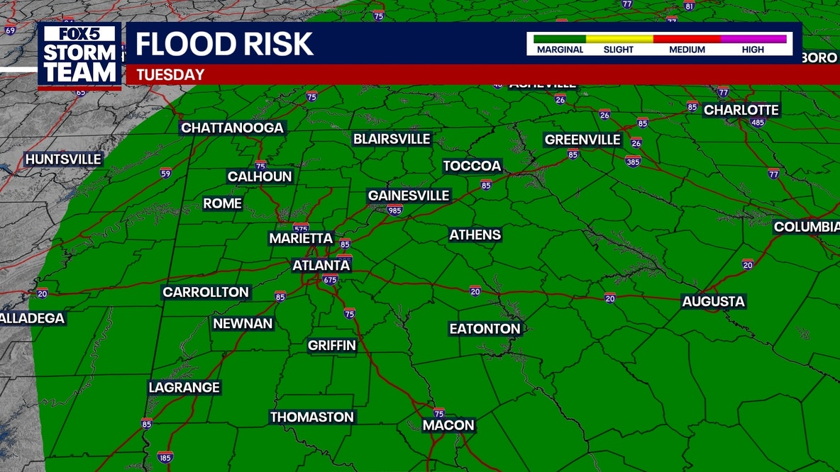 Metro Atlanta bus stop forecast: Cooler temps and stormy skies Tuesday