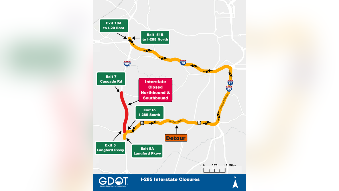 Major I-285 shutdown planned between Cascade Road and Langford Parkway