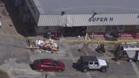 Mechanical failure causes dump truck crash at Bethlehem gas station