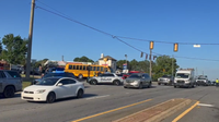 School bus in crash at Highway 92, Main Street in Woodstock