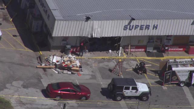 Mechanical failure causes dump truck crash at Bethlehem gas station