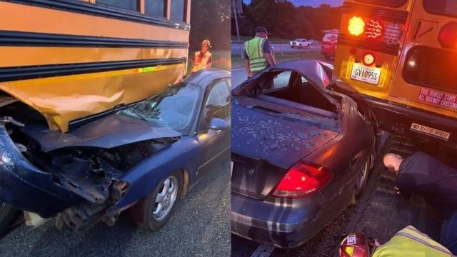Car wedged under school bus in Athens Perimeter crash, officials say